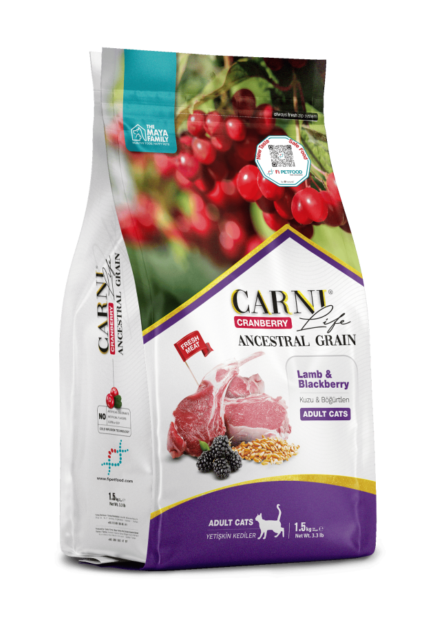 Carni Life Cranberry Ancestral Grain Adult Kuzu Etli & Böğürtlenli Yetişkin Kedi Maması