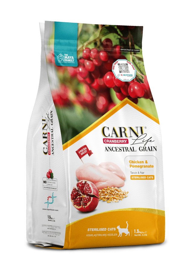 Carni Life Cranberry Ancestral Grain Sterilised Tavuklu & Narlı Kısırlaştırılmış Kedi Maması