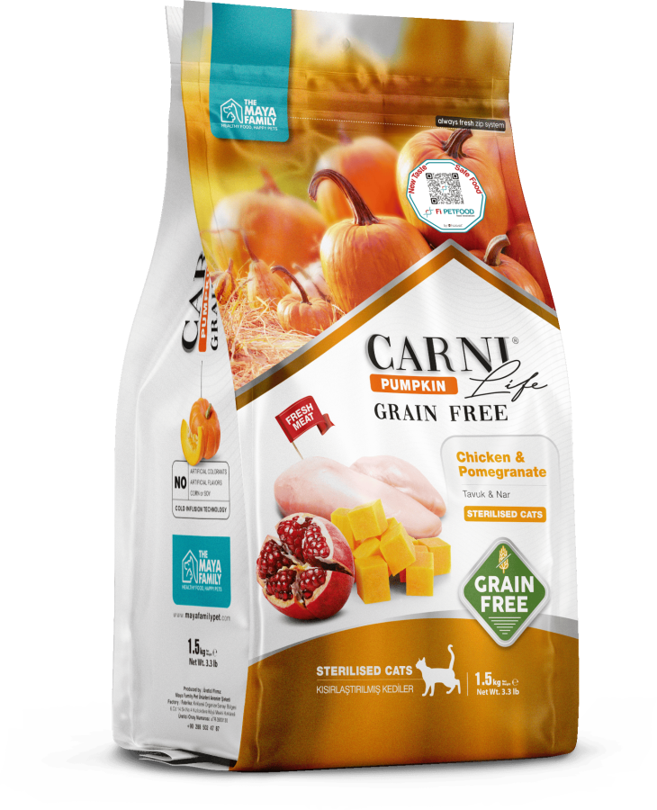 Carni Life Pumpkin Sterilised Tahılsız Tavuklu & Narlı Kısırlaştırılmış Yetişkin Kedi Maması
